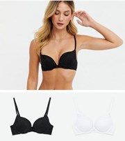 New Look 2 Pack Black and White Lace Push Up Bras